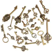 46PCS Old Vintage Antique Skeleton Keys DIY Necklace Pendant Bronze Crafts