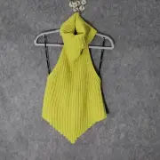 Forever 21 Top Xl Ribbed Crochet Knit Crop Lime Turtleneck Open Back Sweater