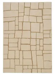 Gharda Textured Abstract Beige Washable Rug