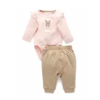 在飛比找momo購物網優惠-【Purebaby】澳洲有機棉包屁衣長褲套裝 2款(新生兒 