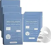 Bio Collagen Face Mask, Anti-Aging Collagen Sheet Mask, Overnight Deep Hydrating Collagen Mask for All Skin Types, Helps to Minimize Wrinkles, Restores Skin Elasticity & Plumpness (4 Pack) (3pcs)
