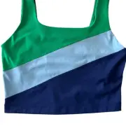 IDEOLOGY Activewear XS Color Block Tank Scoop Neck Built In Bra Blue Green NEW