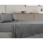 Algodon King Single Bed Flat/Fitted Sheet Set w/Pillowcase Charcoal 300TC Cotton