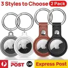 2X For Apple AirTag Case Holder Leather Silicone Shockproof Case Cover