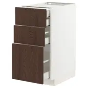 METOD / MAXIMERA base cb 3 frnts/2 low/1 md/1 hi drw, white/Sinarp brown, 40x60x80 cm