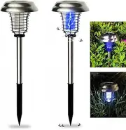 Clearhill 2-in-1 Stainless Solar Bug Zapper Outdoor Light 2Pcs,Waterproof LED Light,Mosquito Repellent,for Indoor Outdoor Patio Yard,Pathway,Purple and White Light.
