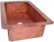 Flat Hammered Copper Kitchen Sink V