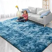 YSOAE Large Area Rugs for Living Room, Ultra Soft Indoor Modern Fluffy Bedroom Carpets, Washable Furry Throw Rugs Area Carpets for Children Bedroom Home Decor Nursery Rug (Blue, 50 x 80 CM)