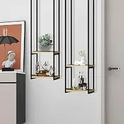 Industrial Black Iron Solid WWall Mounted Ladder Shelf for Home Office Storage and Decoration 30x30x65cm