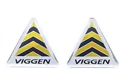 Set of 2 SAAB Viggen Wing Fender Black Yellow Chrome Badge Emblems Domed 3D Decal self-adhesive backing 9-3