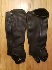 Ovation Precision Fit Full Grain Leather Half Chaps, 16" Calf, 16" Height, Black