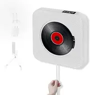 Bluetooth CD Player,Wall Mounted CD Player,Portable CD Player,with Remote Control FM Radio USB,Player Home Audio, Bluetooth Built-in HiFi Speakers,for Home,White