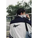 古著 90S REEBOK 台灣製深藍白異材質拼接大LOGO運動防風外套 L ┊ BOOGIE ROOSTER