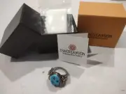 CHACO CANYON Signed "J" R.B. Running Bear STERLING SILVER TURQUOISE RING NIB