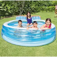 在飛比找蝦皮購物優惠-INTEX 57190 圓形藍色靠背家庭戲水池 充氣嬰兒游泳