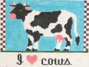 I Love Cows Hand Painted Needlepoint Canvas