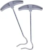 NEW - PACK OF 2 x TENT PEG PULLERS / REMOVERS / EXTRACTORS - QUICK / EASY / NO HASSLE / NO FUSS - STEEL HOOK WITH PLASTIC HANDLE