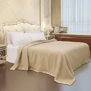 Thick Warm Wool Blanket, 100% Pure New Zealand Wool , Wool Quilt Blanket Large Heavy Wool Blanket Suitable for Bed and Camping ，King Size/Queen Size/Double Size (Light Camel, 9080In)