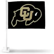 Rico Industries NCAA Colorado Buffaloes Gold Double Sided Car Flag Double Sided Car Flag - 16" x 19" - Strong Pole That Hooks onto Car/Truck/Automobile