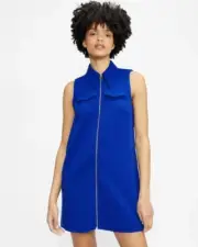 Ted Baker Blue Elsroad Collared Sleeveless Mod Mini Dress, Size Small (2) NWT!