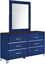 Priceworth Jessie Dressing Table, Elegant Bedroom Furniture, Stylish Silver Chrome High Leg and Handles, Decorated by Silver Titanium Alloy Stripe, Durable Construction, 83 H x 149 W x 40 D CM