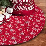 S-DEAL 48 Inches Christmas Tree Skirt Double Layers White Snow Carpet for Party Holiday Decorations Xmas Ornaments 32 in Red and White Snowflake Tree Skirt