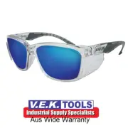 MAXISAFE Rayzr Safety Glasses Clear Frame Blue Mirror Polarised Lens-BOLLE AVAIL