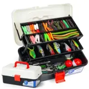 Large 3 Layers Tackle Box with Tackle Included, 432Pcs Fishing Lures Kit Cont...