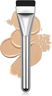 BEAUTYFACTOR Flat Foundation Brush,Face Mask Brush Makeup Spatula Facial Brush for Liquid Foundation,Premium Face Korean Makeup Brush for Blending Cream (Silver)