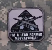 NYLON Morale Patch - Milspec Monkey MSM - LEAD FARMER MF - SWAT color - NEW