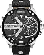 [Diesel] Men's Black Leather Mr. Daddy 2.0 Analogue Watch, 57mm