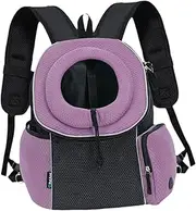 Fonowx Front Dog Carrier Backpack for Small Pets with Pockets for Outdoor Use, Purple