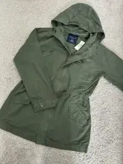 American Eagle Outfitters Army Green Women’s Hooded Jacket Size M Zip/Button Up