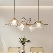 American Pastoral Chandelier French Creativity Flower Living Room Dining Room Bedroom Villa Home LED Decoration Pendant Lamp (F 4 Lights)