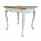 French Provincial Bed End Side Lamp Table in White with Natural Oak Top
