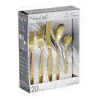 20 Piece Matte Gold Flatware Set, Stainless Steel Silverware for 4