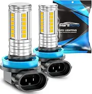 Marsauto H16 H8 Led Fog Light Bulb Yellow 10000LM, 60 Pcs Chips H11 Yellow Fog Lights, Real 360° Illumination 3000K Amber Strong Penetration, Upgraded 1:1 Mini Size H11 H8 Fog Bulb for Car, Pack of 2