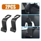 2pcs Carbon Fiber Look Car Back Seat Headrest Hooks Storage Hook Car Accessories