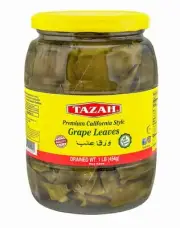Tazah Grape Leaves in a Jar 16oz Drained California Style Turkish Vine Leaves...