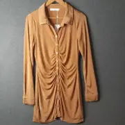 New SUPRE Womens dress Size L caramel long sleeve button-up knee length