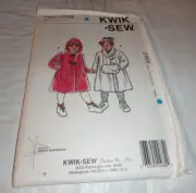 KWIK SEW PATTERN 2468 ~ TODDLERS COATS & MUFF~ SIZES T1 - T2 - T3 - T4 *UNCUT