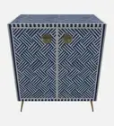 Herringbone Bone Inlay Cabinet in Indigo Finish,