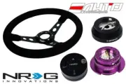 NRG 350 3" Deep Steering Wheel Suede BK/140 Hub/2.5 PP Quick Release/Lock Matt (for: Nissan)