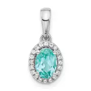 Pure Serenity 14k White Gold 1/10 Ct. Lab Grown Diamond VS/SI+ G+ and Lab Created Paraiba Teardrop Pendant