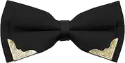 [Mantieqingway] Bow Ties for Men Women, Metal Gold Bowties with PU Leather Satin Formal/Wedding/Prom/Shirt/Tuxedo Bow Tie