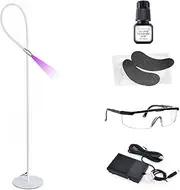 UV Led Light Eyelash Extension System LED Eyelash Lamp, UV Glue, 50 Eye Patch + Goggles, Glue Cured in 1-3 Seconds, with Foot Pedal | Adjustable Spot Size