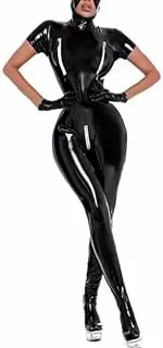 [GRRKDFQ] Women's Erotic Costumes Zipper Open Crotch Jumpsuit