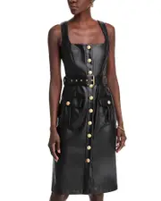L'Agence Button Front Faux Leather Tank Dress