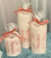 BRAND NEW! 3 LED FLAMELESS BATTERY/ELECTRIC CANDLES W/CANDY CANES CHRISTMAS