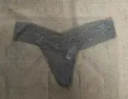 NWT AERIE Thong Panty Underwear Sz Large Gray Lace Trim